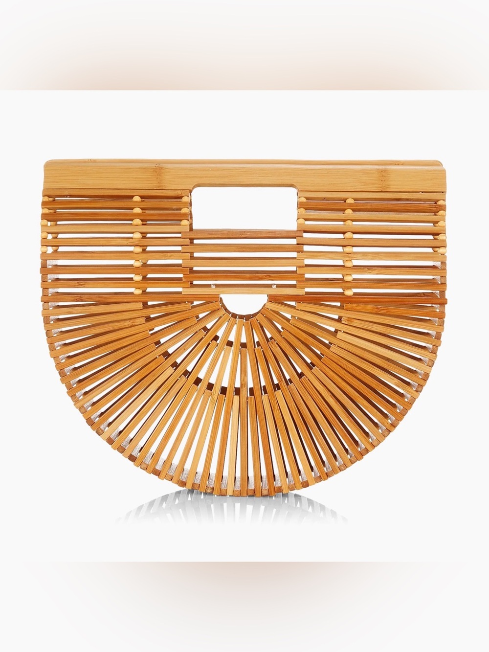 Bamboo Half-Moon Tote Bag - Natural